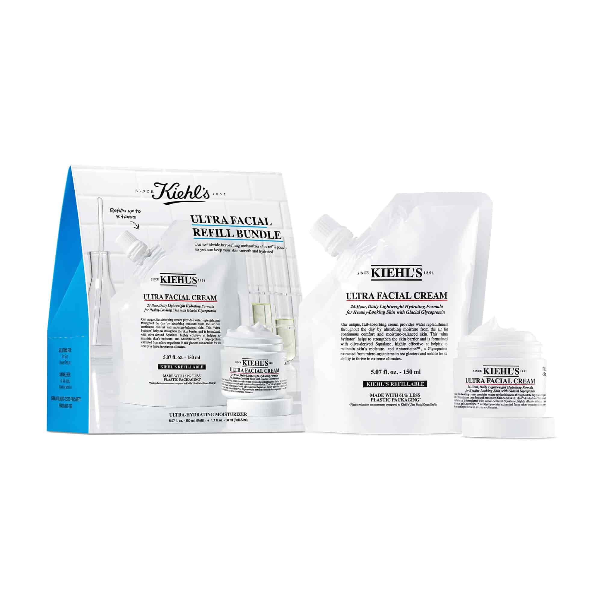 人気ブランドを Set Bundle Refillable Facial Ultra - Zealand New Kiehl's フェイスクリーム