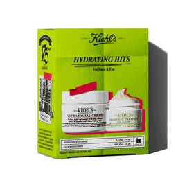 Kiehl's "Hydrating Hits" gift set for face and eye, featuring Ultra Facial Cream and another hydrating cream.