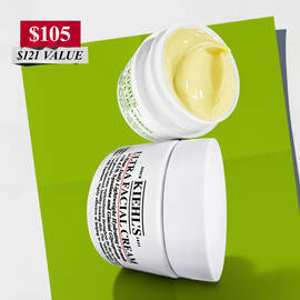 Kiehl's Creamy Eye Treatment with Avocado and Ultra Facial Cream, displayed with promotional pricing and value.