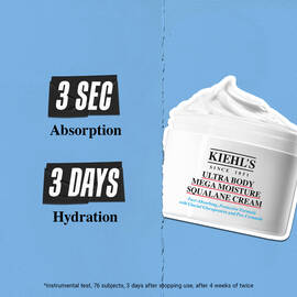 3 Sec Absorption, 3 Days Hydration - Ultra Body Mega Moisture Squalane Cream claims