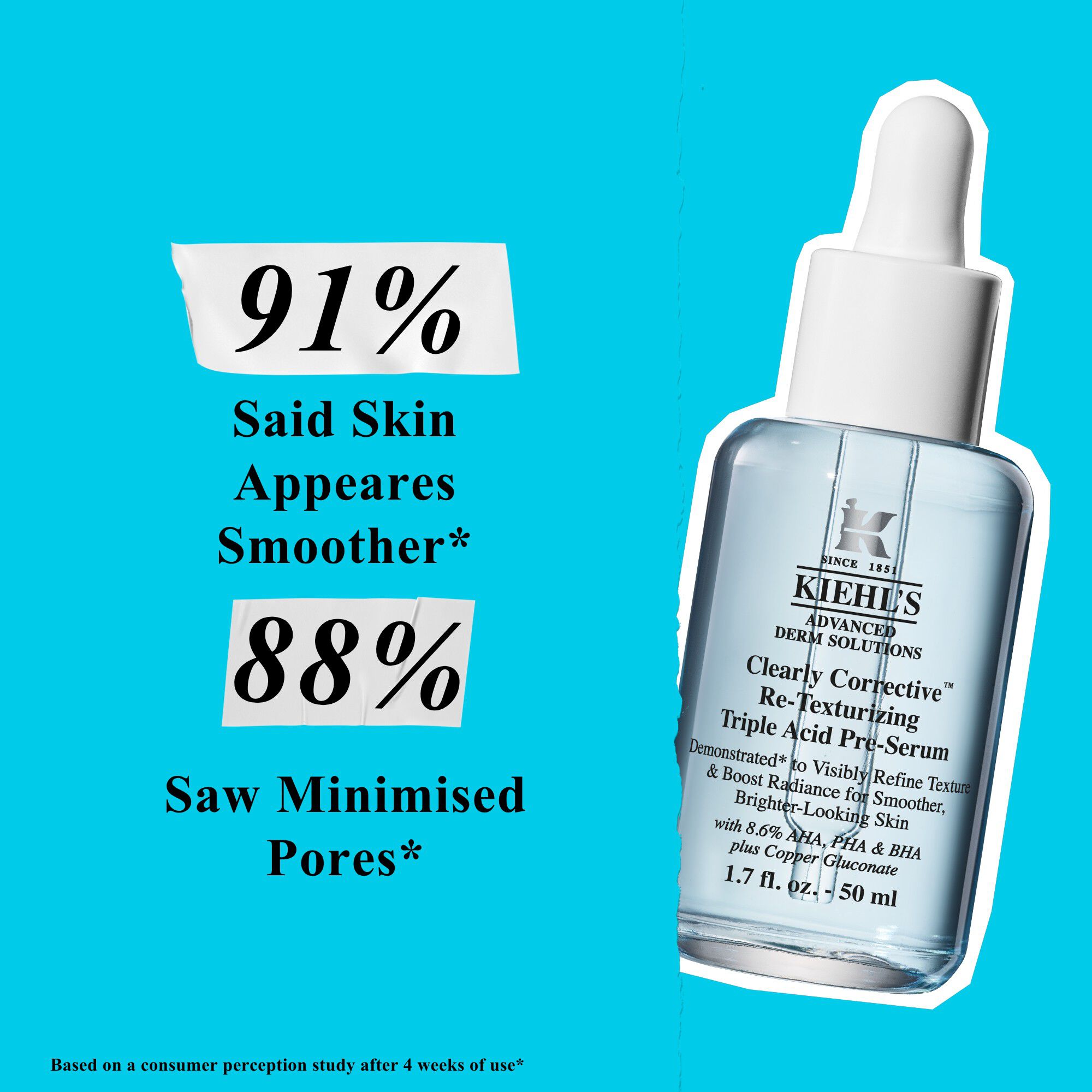 Triple Acid blend skincare formula with AHA, BHA and PHA